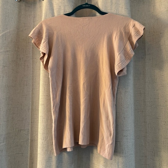 Ann Taylor Factory Pale Pink Sweater Top with flutter short sleeves. Size M. - Picture 3 of 4
